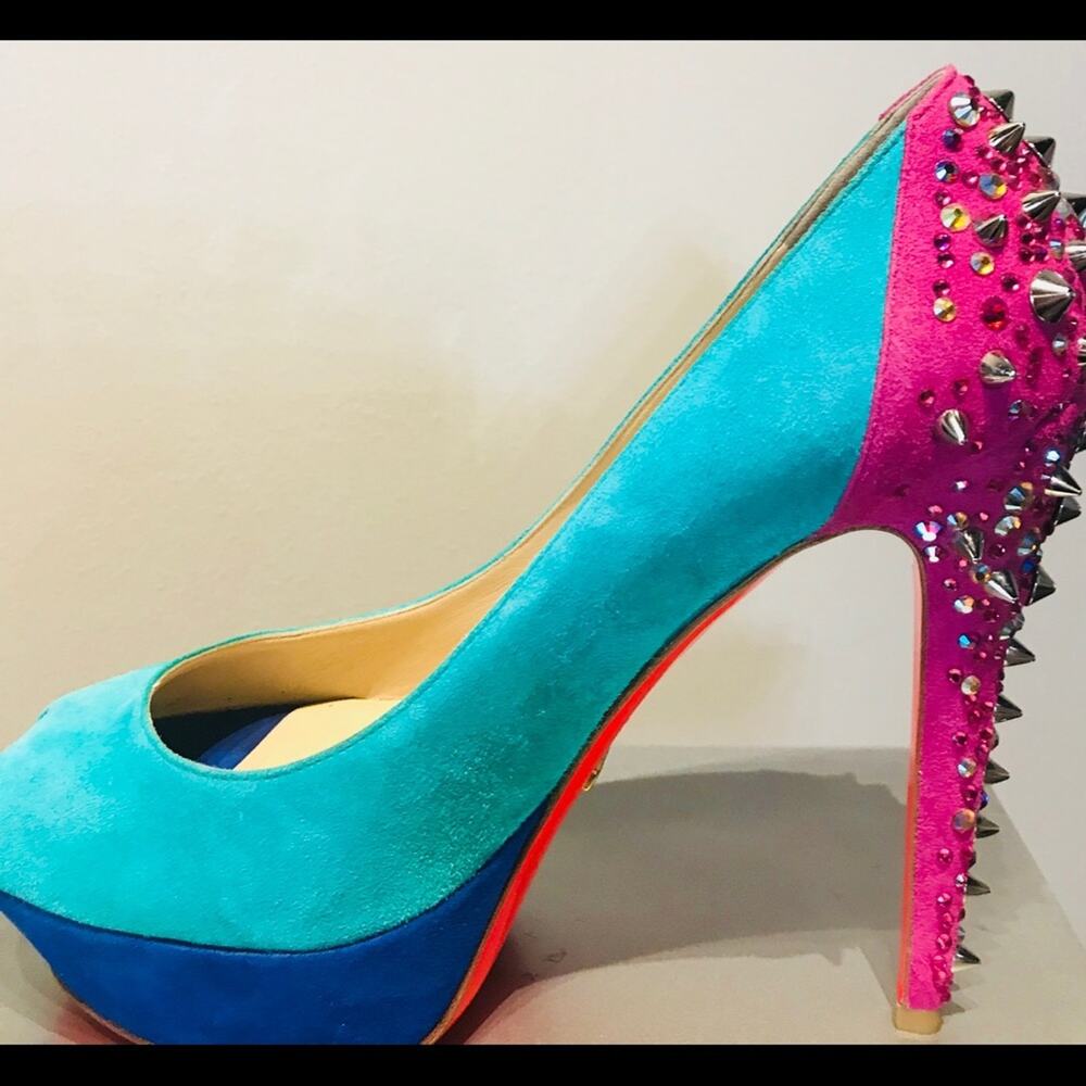 GreyMer Colorblock peeptoe pump Swarovski Crystals - Picture 6 of 7